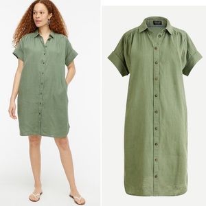 J. Crew Baird McNutt Irish Linen Dress Green Medium